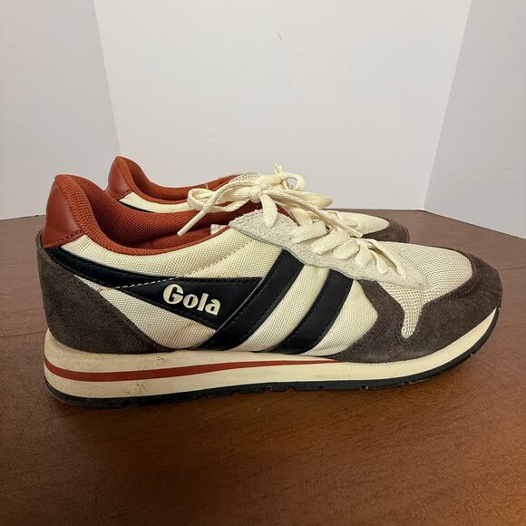 Gola Daytona Men’s Size 9 Sneakers Beige Brown Black Retro Running Shoes - Picture 1 of 9